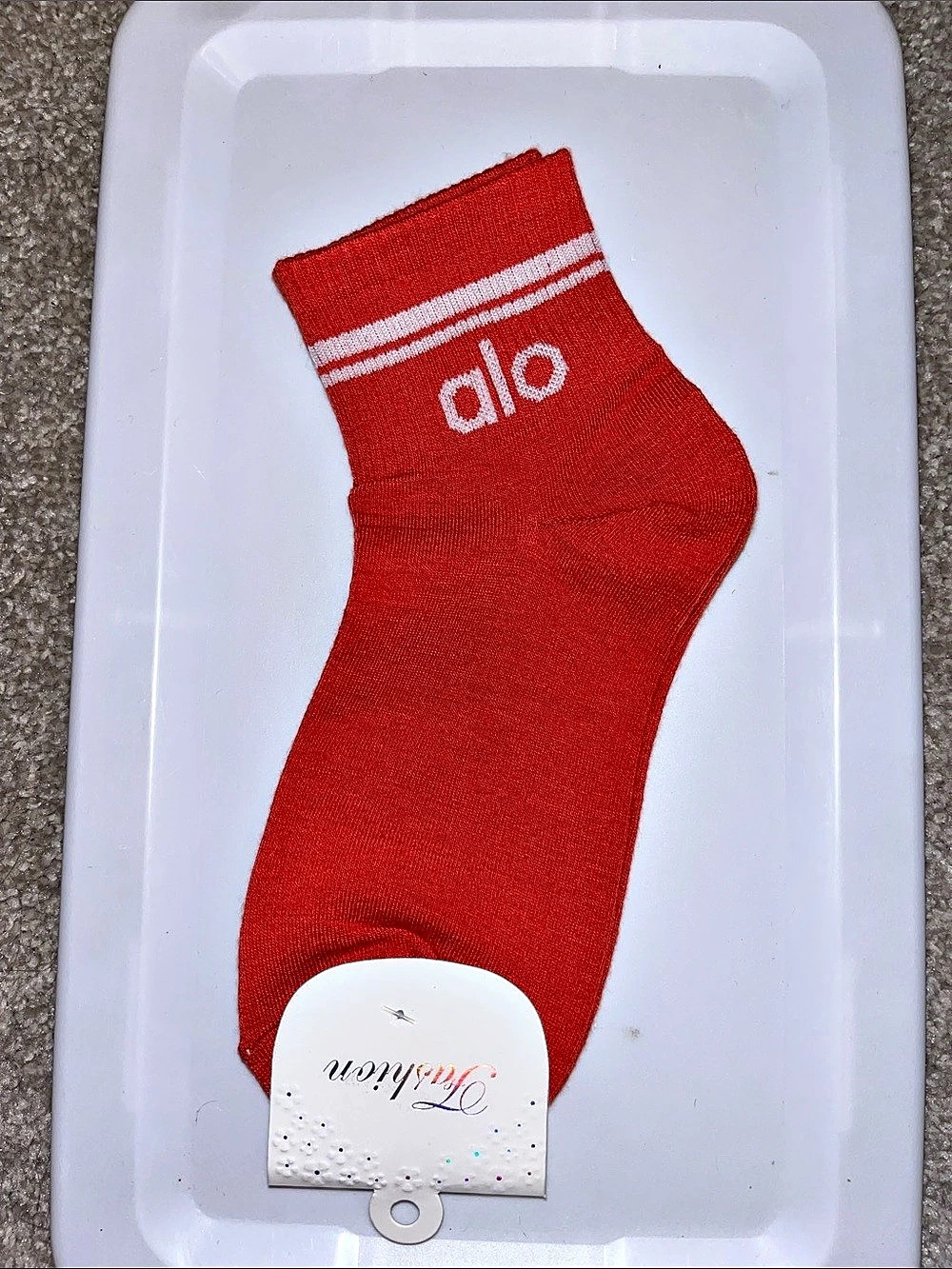 alo Red Logo Ankle Sock NWT